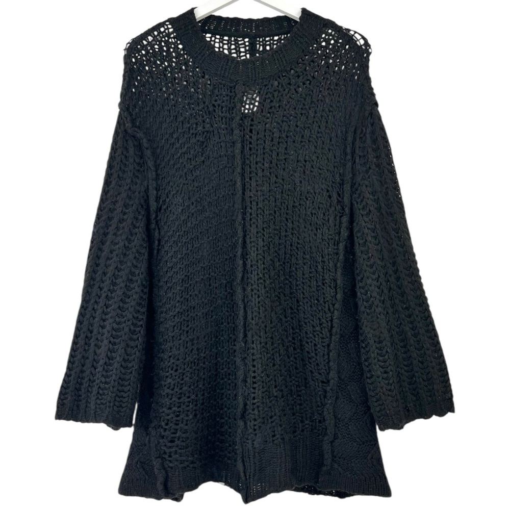 MAISON MARGIELA Black Ultra Oversized Loose Fit Mesh Knit Alpaca Wool Sweater